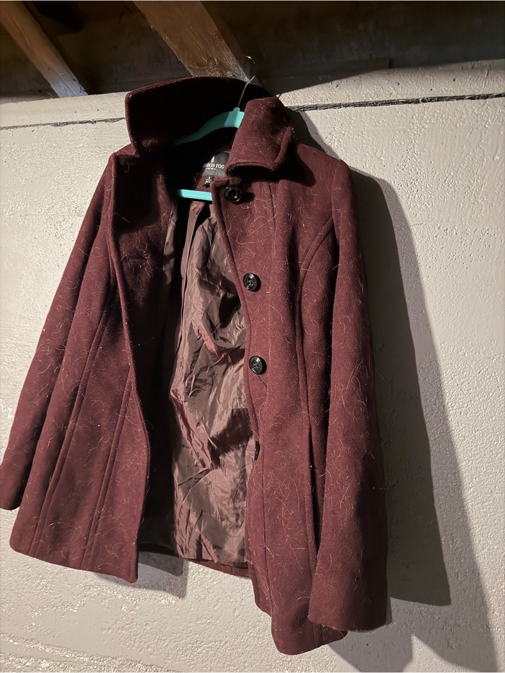 London Fog Women's Burgundy Pea Coat